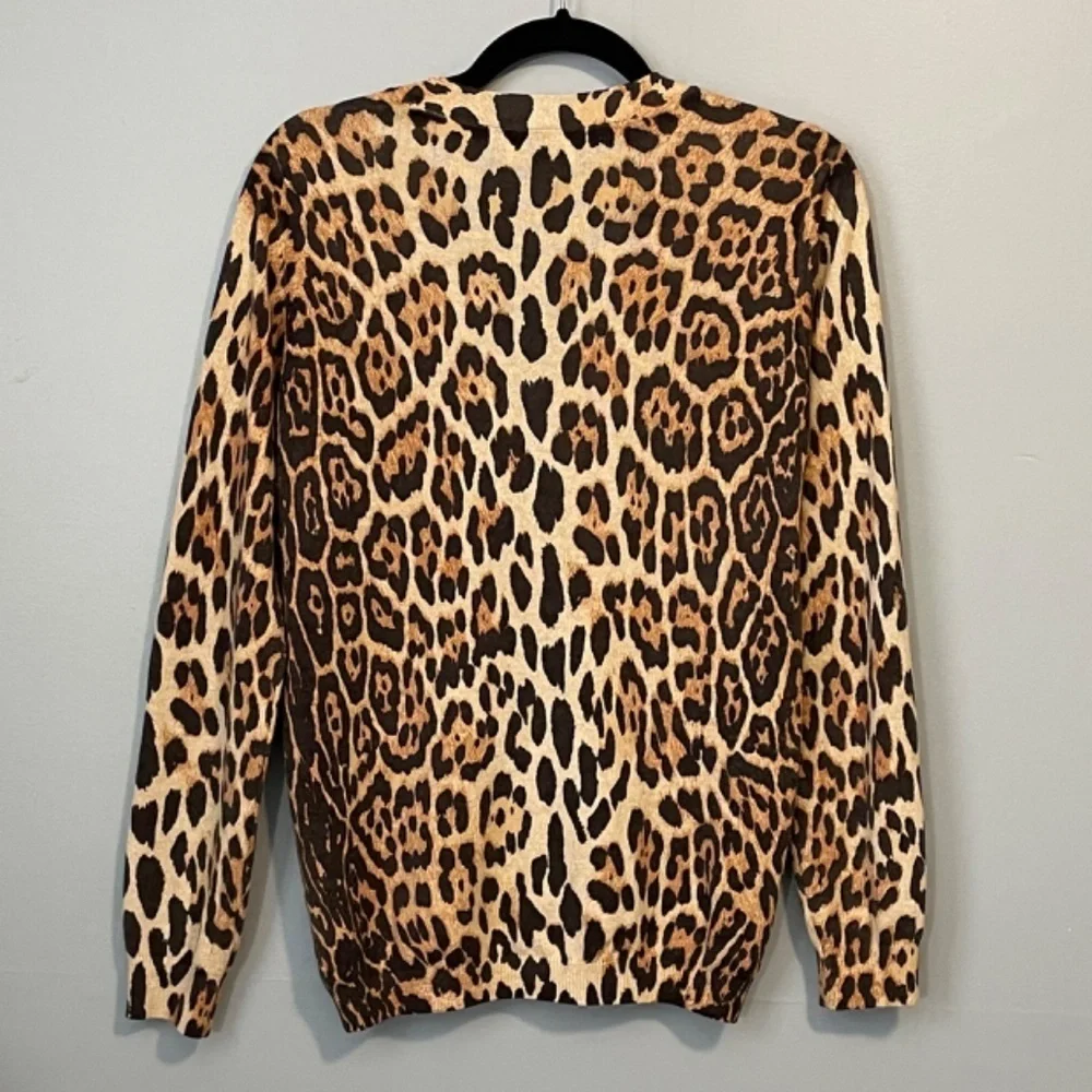 Vintage Leopard Print Neiman Marcus Cashmere Cardigan and T Shirt Twinset - Picture 3 of 7
